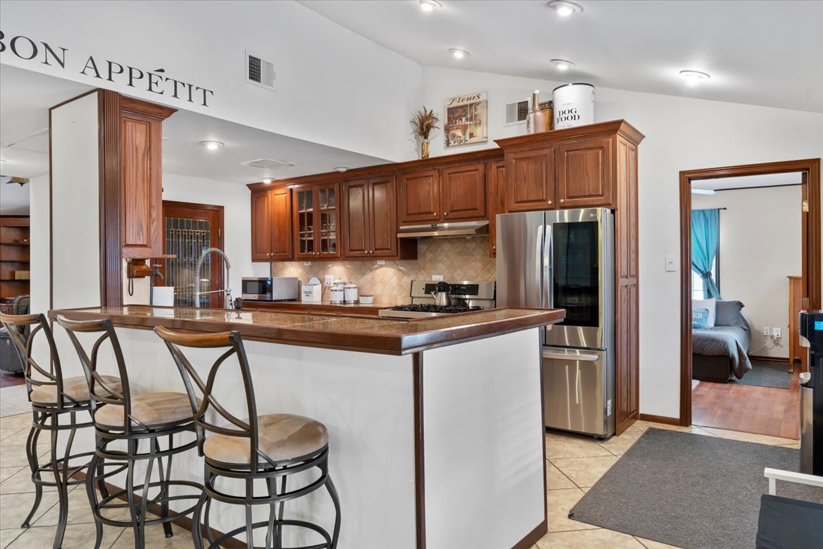 breakfast bar and kitchen view of multi-generational home near San Antonio TX